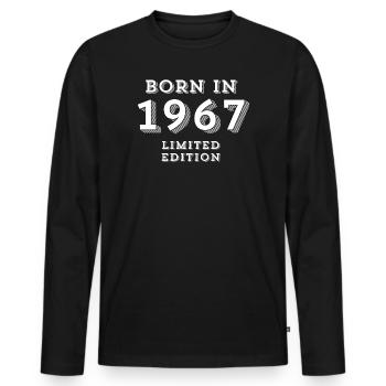 1967, year of birth, date of birth - Men's Premium Organic Long Sleeve Shirt - black - Front - Nico (187cm)