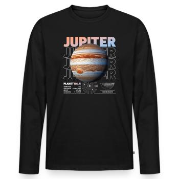 Jupiter details - Men's Premium Organic Long Sleeve Shirt - black - Front - Nico (187cm)