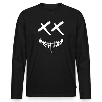 Visage rieur - Sourire - Halloween X - T-shirt manches longues Premium bio Homme - noir - Devant - Nico (187cm)