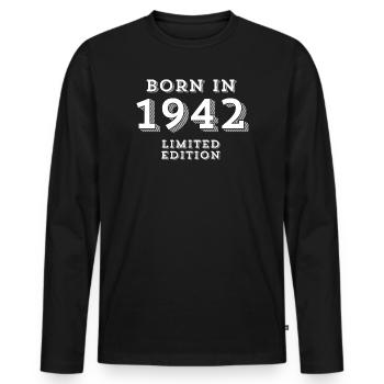 82 ans, date de naissance, année de naissance - T-shirt manches longues Premium bio Homme - noir - Devant - Nico (187cm)