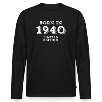 84 Jahre, Geburtsdatum, Geburtsjahr - Männer Premium Bio Langarmshirt - Schwarz - Vorne - Nico (187cm)