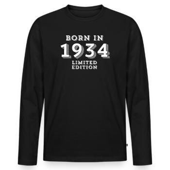 90 Jahre, Geburtsjahr, Geburtsdatum - Männer Premium Bio Langarmshirt - Schwarz - Vorne - Nico (187cm)