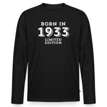 91 Jahre, Geburtsdatum, Geburtsjahr - Männer Premium Bio Langarmshirt - Schwarz - Vorne - Nico (187cm)