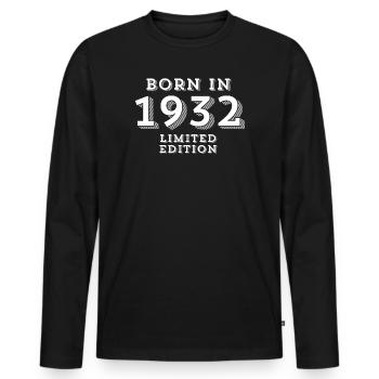 1932, année de naissance, date de naissance - T-shirt manches longues Premium bio Homme - noir - Devant - Nico (187cm)