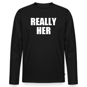 really her - Men's Premium Organic Long Sleeve Shirt - black - Front - Nico (187cm)