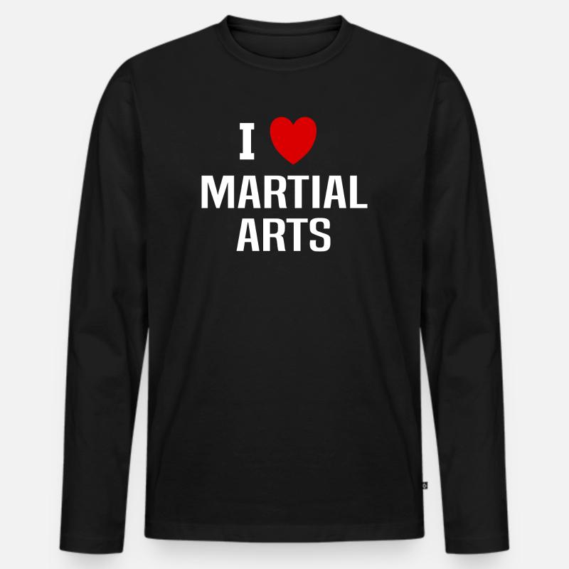 Ich liebe Kampfsport - Männer Premium Bio Langarmshirt - Schwarz