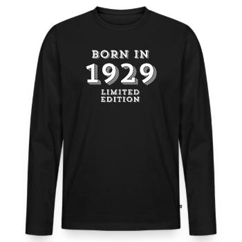 1929, 95ans, année de naissance, date de naissance - T-shirt manches longues Premium bio Homme - noir - Devant - Nico (187cm)