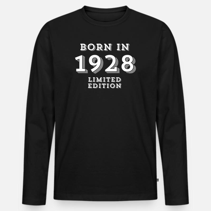 1928, Geburtsdatum, Geburtsjahr - Männer Premium Bio Langarmshirt - Schwarz