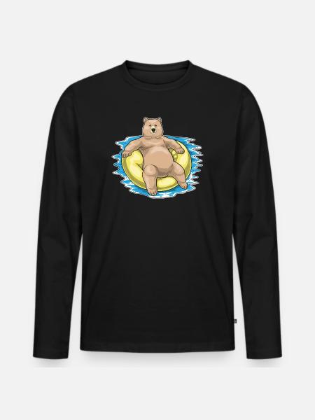Bear Swimming Swim Ring Summer - Men's Premium Organic Long Sleeve Shirt - black