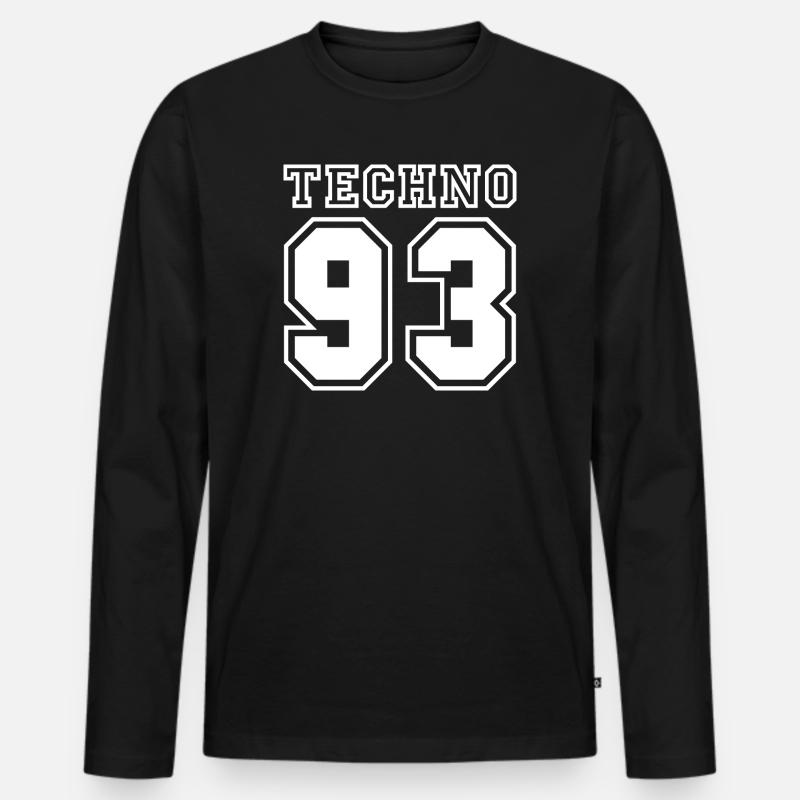 TECHNO 93 - Männer Premium Bio Langarmshirt - Schwarz