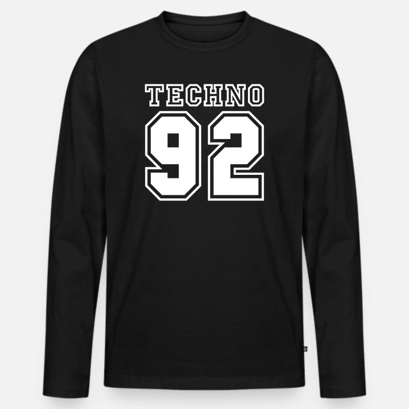 TECHNO 92 - Männer Premium Bio Langarmshirt - Schwarz