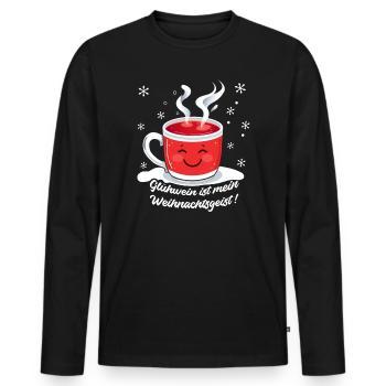 Glühwein: Weihnachtsgeist in der Tasse - Männer Premium Bio Langarmshirt - Schwarz - Vorne - Nico (187cm)