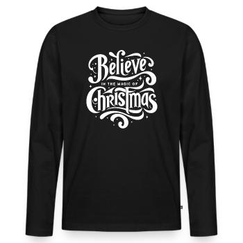 Magie von Weihnachten - Männer Premium Bio Langarmshirt - Schwarz - Vorne - Nico (187cm)