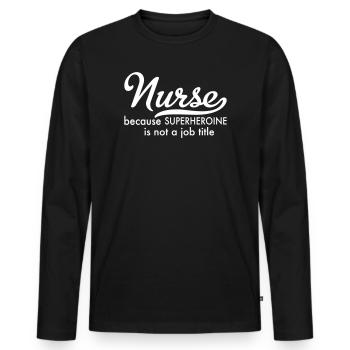 Infirmier - T-shirt manches longues Premium bio Homme - noir - Devant - Nico (187cm)