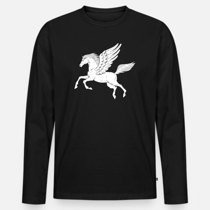 Pegasus - Männer Premium Bio Langarmshirt - Schwarz