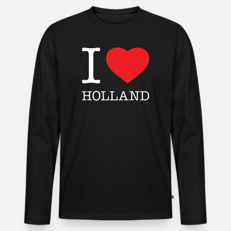 I LOVE HOLLAND - Männer Premium Bio Langarmshirt - Schwarz