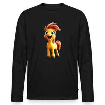Pony Riding Pony Foal Rider Ponies Riding Pony Farm - Men's Premium Organic Long Sleeve Shirt - black - Front - Nico (187cm)
