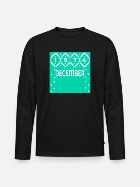 WINTER 52nd BIRTHDAY DECEMBER 1974 - Men's Premium Organic Long Sleeve Shirt - black