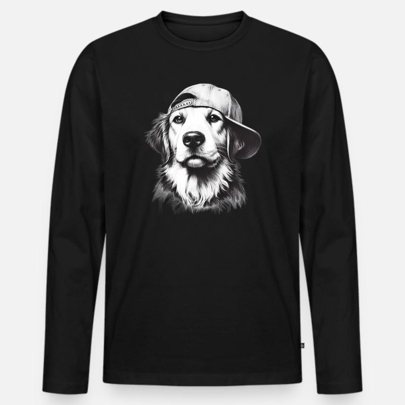 Hund - Männer Premium Bio Langarmshirt - Schwarz