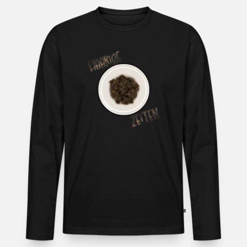 Haarige Zeiten - Männer Premium Bio Langarmshirt - Schwarz