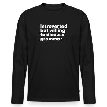 Grammar Grammar Grammar - Men's Premium Organic Long Sleeve Shirt - black - Front - Nico (187cm)