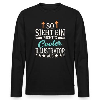 So sieht ein richtig cooler Illustrator aus - Männer Premium Bio Langarmshirt - Schwarz - Vorne - Nico (187cm)