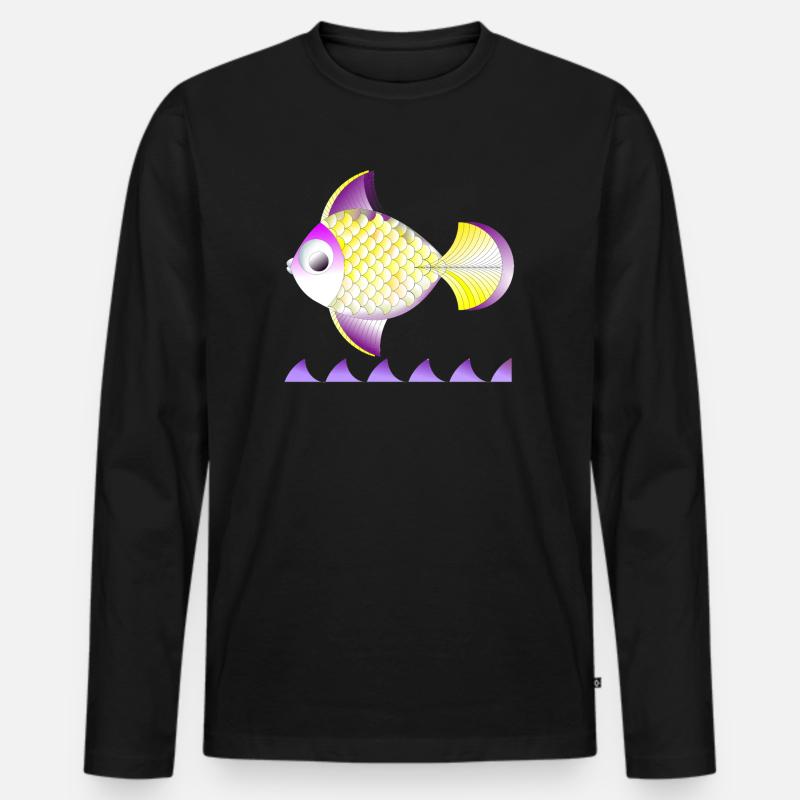 Golgener Fisch - Männer Premium Bio Langarmshirt - Schwarz