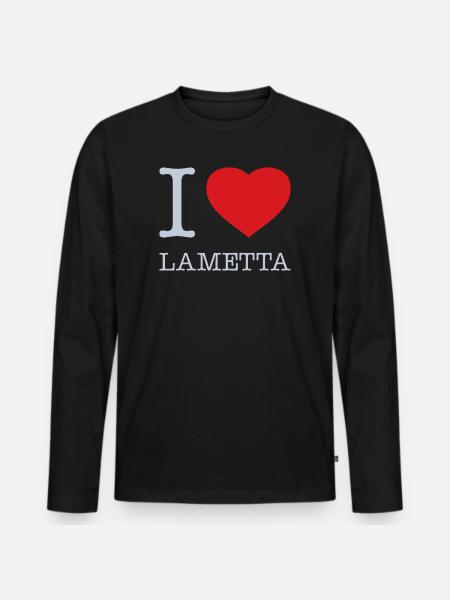 I LOVE LAMETTA - Männer Premium Bio Langarmshirt - Schwarz