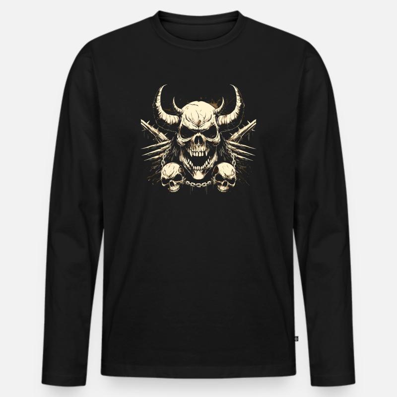 Schädel - Männer Premium Bio Langarmshirt - Schwarz
