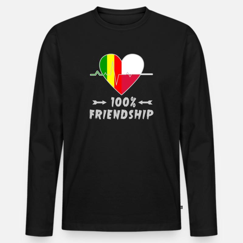 Mali und Polen 100% Freundschaft - Männer Premium Bio Langarmshirt - Schwarz