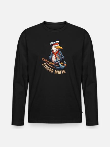 Seefahrer Adler mit Anker - Männer Premium Bio Langarmshirt - Schwarz