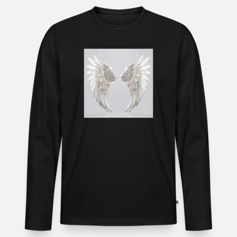 Engelsflügel weiß - Männer Premium Bio Langarmshirt - Schwarz