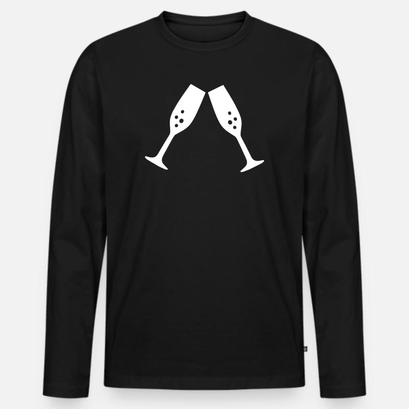 Sekt Sektglas Geschenk Weihnachten - Männer Premium Bio Langarmshirt - Schwarz