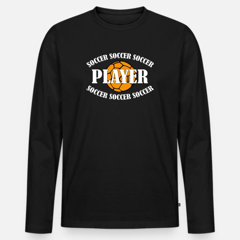 SOCCER PLAYER - Männer Premium Bio Langarmshirt - Schwarz
