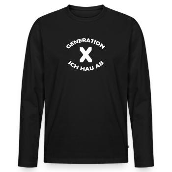 GENERATION X - Männer Premium Bio Langarmshirt - Schwarz - Vorne - Nico (187cm)