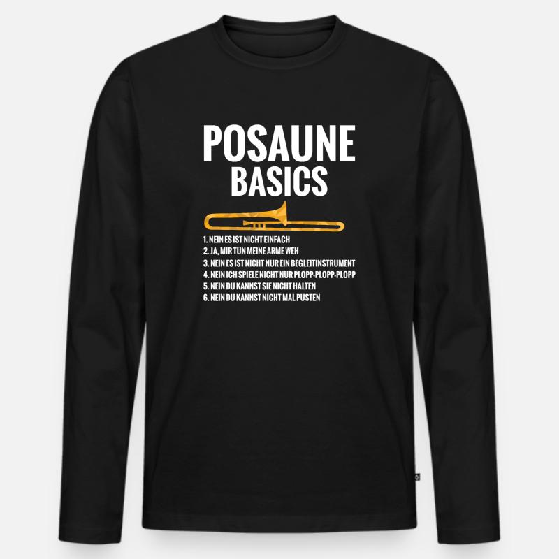 Posaune Basics Regeln Blaskapelle Blasmusik - Männer Premium Bio Langarmshirt - Schwarz