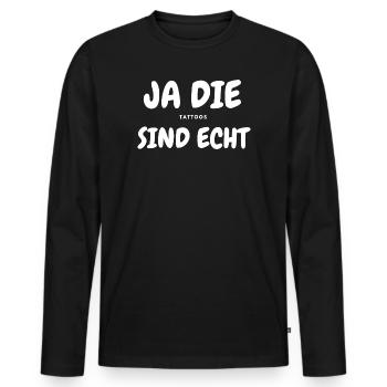 TATTOOS Sind echt - Männer Premium Bio Langarmshirt - Schwarz - Vorne - Nico (187cm)