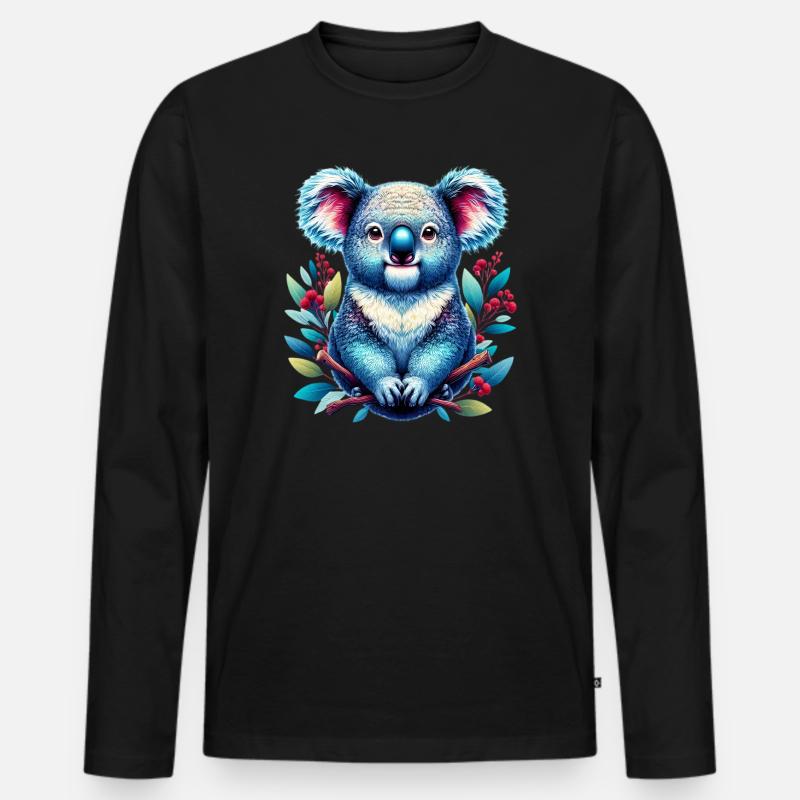 Koala - Männer Premium Bio Langarmshirt - Schwarz