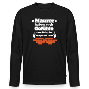 Maurer Gefühle - Männer Premium Bio Langarmshirt - Schwarz - Vorne - Nico (187cm)