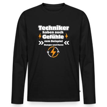Techniker Gefühle - Männer Premium Bio Langarmshirt - Schwarz - Vorne - Nico (187cm)