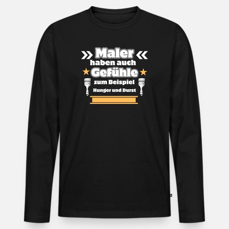 Maler Gefühle - Männer Premium Bio Langarmshirt - Schwarz