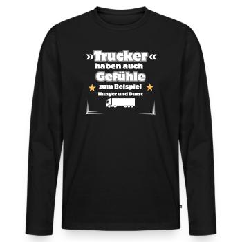 Trucker Gefühle - Männer Premium Bio Langarmshirt - Schwarz - Vorne - Nico (187cm)