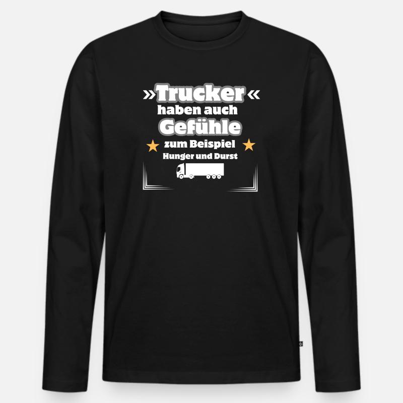 Trucker Gefühle - Männer Premium Bio Langarmshirt - Schwarz