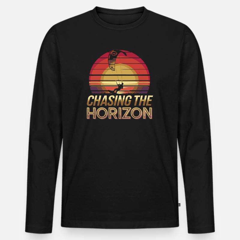Sunset Kite Surfer Design - Männer Premium Bio Langarmshirt - Schwarz
