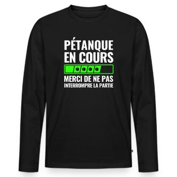Pétanque In Progress - Men's Premium Organic Long Sleeve Shirt - black - Front - Nico (187cm)