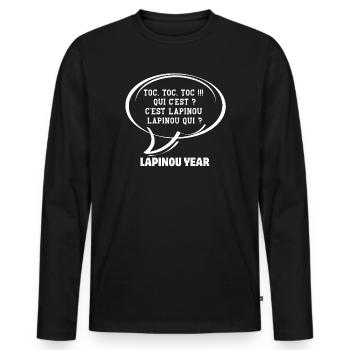 Happy New Year, 2025, Happy Holidays - Men's Premium Organic Long Sleeve Shirt - black - Front - Nico (187cm)
