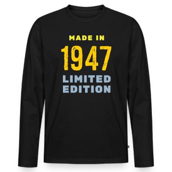 1947 - Men's Premium Organic Long Sleeve Shirt - black - Front - Nico (187cm)