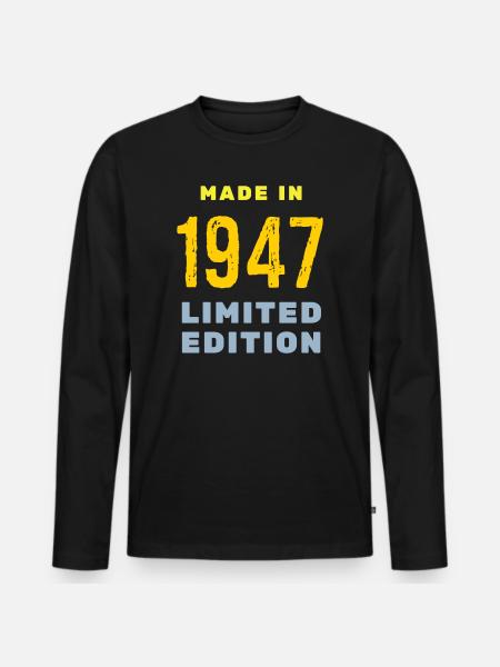 1947 - Men's Premium Organic Long Sleeve Shirt - black