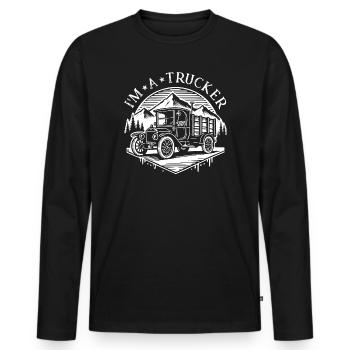 Camion Vintage Montagne et Forêt - T-shirt manches longues Premium bio Homme - noir - Devant - Nico (187cm)