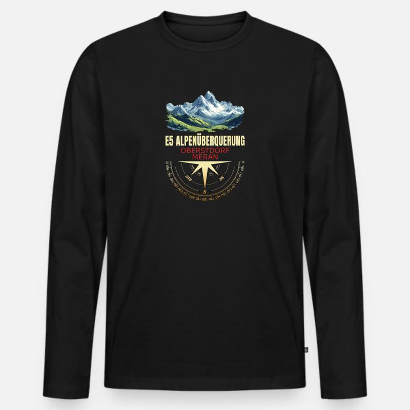 E5 Alpenüberquerung - Männer Premium Bio Langarmshirt - Schwarz